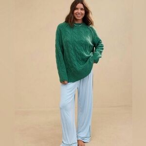 Oversized Green Cable Knit Sweater